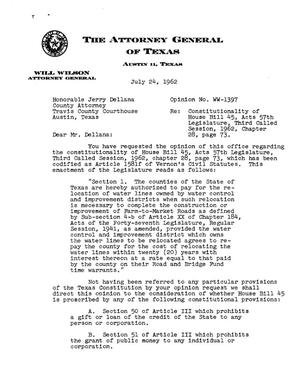 Texas Attorney General Opinion: WW-1397