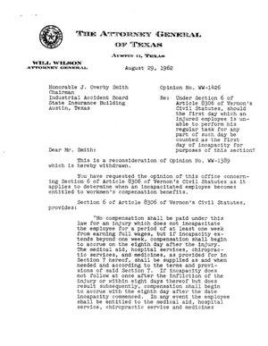 Texas Attorney General Opinion: WW-1426