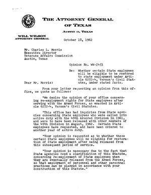 Texas Attorney General Opinion: WW-1453