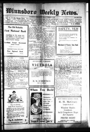 Primary view of object titled 'Winnsboro Weekly News (Winnsboro, Tex.), Vol. 12, No. 12, Ed. 1 Friday, November 12, 1920'.