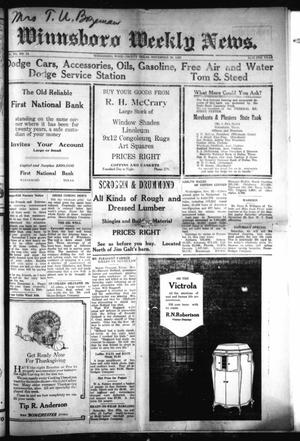 Primary view of object titled 'Winnsboro Weekly News (Winnsboro, Tex.), Vol. 12, No. 14, Ed. 1 Friday, November 26, 1920'.