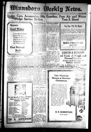 Winnsboro Weekly News (Winnsboro, Tex.), Vol. 12, No. 18, Ed. 1 Friday, December 24, 1920