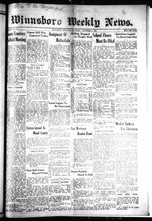 Winnsboro Weekly News (Winnsboro, Tex.), Vol. 13, No. 10, Ed. 1 Friday, November 4, 1921