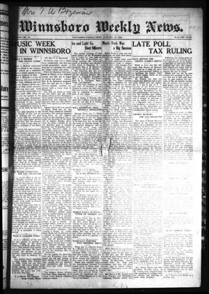 Winnsboro Weekly News (Winnsboro, Tex.), Vol. 13, No. 19, Ed. 1 Friday, January 13, 1922