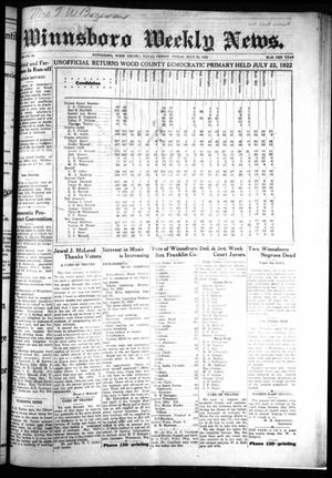Primary view of object titled 'Winnsboro Weekly News (Winnsboro, Tex.), Vol. 13, No. 46, Ed. 1 Friday, July 28, 1922'.