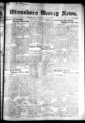 Winnsboro Weekly News (Winnsboro, Tex.), Vol. 14, No. 21, Ed. 1 Thursday, February 8, 1923