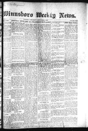 Winnsboro Weekly News (Winnsboro, Tex.), Vol. 15, No. 2, Ed. 1 Thursday, October 4, 1923