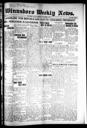 Winnsboro Weekly News (Winnsboro, Tex.), Vol. 15, No. 6, Ed. 1 Thursday, November 6, 1924