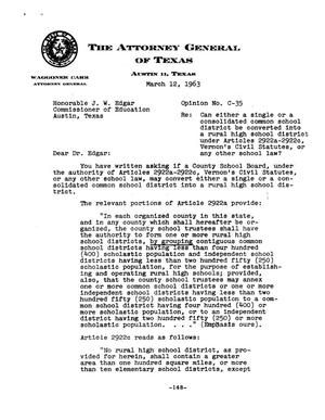 Texas Attorney General Opinion: C-35