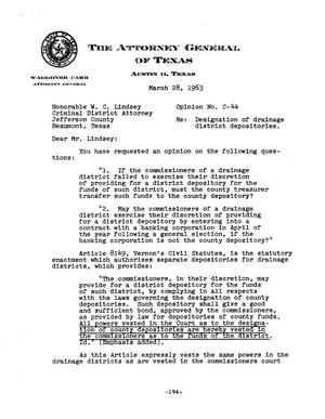 Texas Attorney General Opinion: C-44