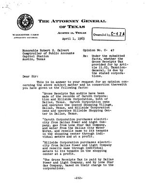 Texas Attorney General Opinion: C-47