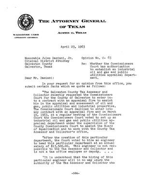 Texas Attorney General Opinion: C-63