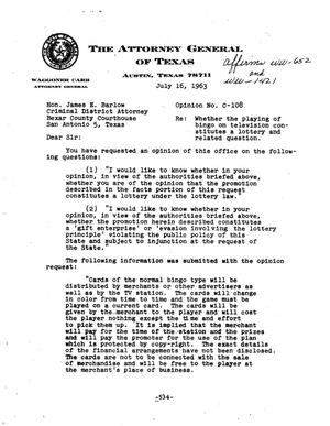 Primary view of object titled 'Texas Attorney General Opinion: C-108'.