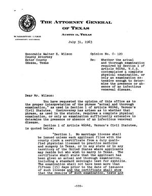 Texas Attorney General Opinion: C-120