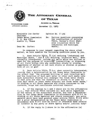 Texas Attorney General Opinion: C-176