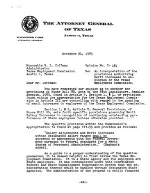 Texas Attorney General Opinion: C-181