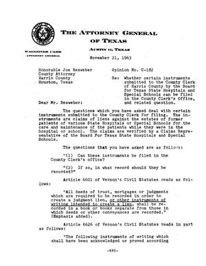 Texas Attorney General Opinion: C-182