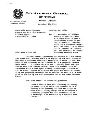 Texas Attorney General Opinion: C-186