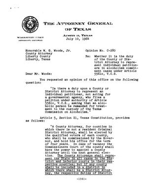 Texas Attorney General Opinion: C-280