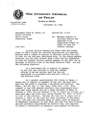 Primary view of object titled 'Texas Attorney General Opinion: C-323'.