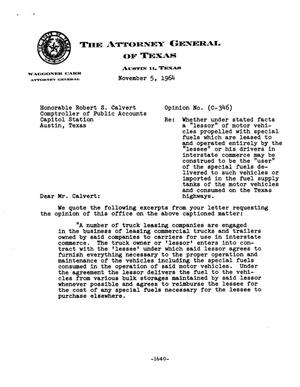 Texas Attorney General Opinion: C-346