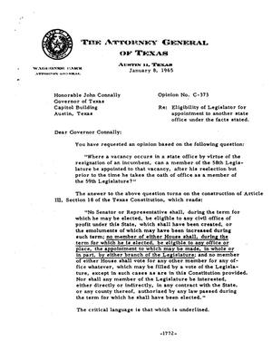 Texas Attorney General Opinion: C-373