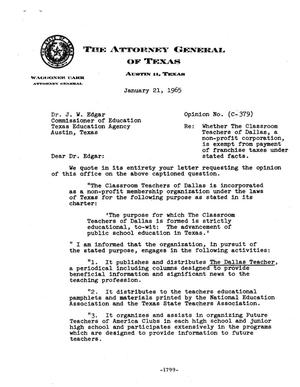 Texas Attorney General Opinion: C-379