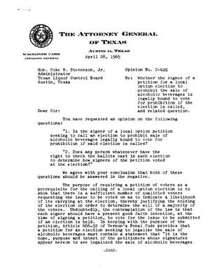 Texas Attorney General Opinion: C-426