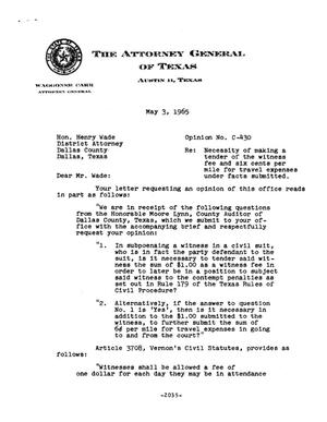Texas Attorney General Opinion: C-430
