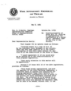 Texas Attorney General Opinion: C-431
