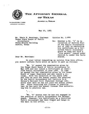 Texas Attorney General Opinion: C-444
