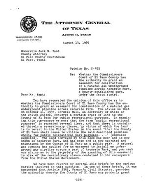 Texas Attorney General Opinion: C-482