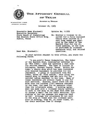 Texas Attorney General Opinion: C-529