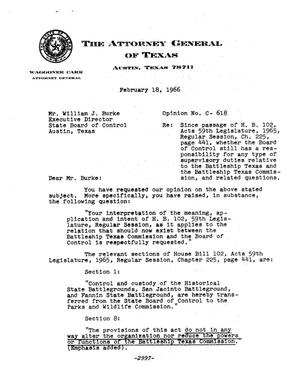 Texas Attorney General Opinion: C-618