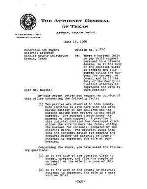 Primary view of object titled 'Texas Attorney General Opinion: C-710'.