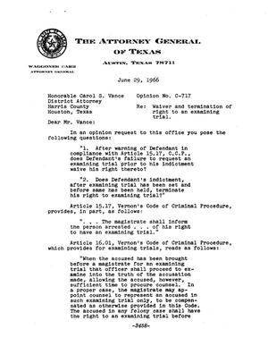 Texas Attorney General Opinion: C-717