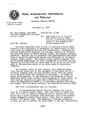 Texas Attorney General Opinion: C-784
