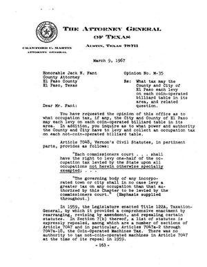 Primary view of object titled 'Texas Attorney General Opinion: M-35'.