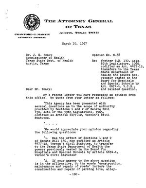 Texas Attorney General Opinion: M-38