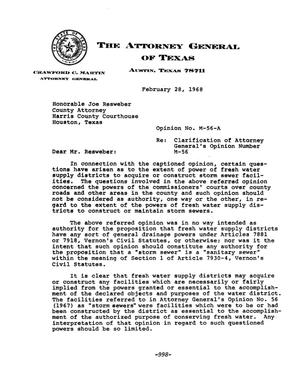 Texas Attorney General Opinion: M-56A