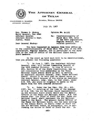 Primary view of object titled 'Texas Attorney General Opinion: M-103'.