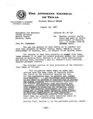 Primary view of object titled 'Texas Attorney General Opinion: M-130'.