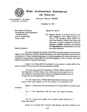 Primary view of object titled 'Texas Attorney General Opinion: M-157'.