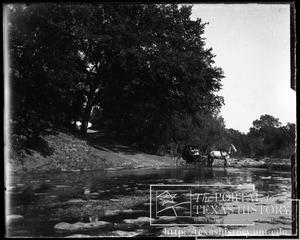 Primary view of object titled '[Photograph of Horse and Buggy at Stream]'.