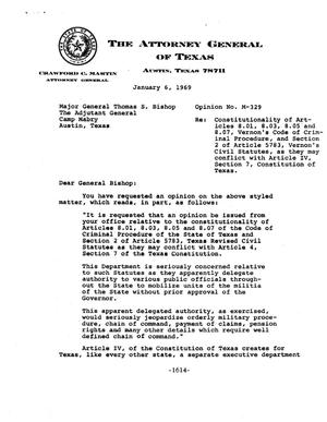 Texas Attorney General Opinion: M-329