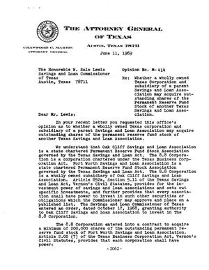 Primary view of object titled 'Texas Attorney General Opinion: M-414'.