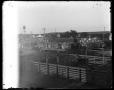 Photograph: [Railroad yard, cotton bales, stockyards]