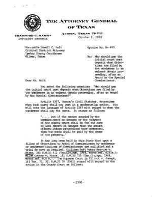Texas Attorney General Opinion: M-483
