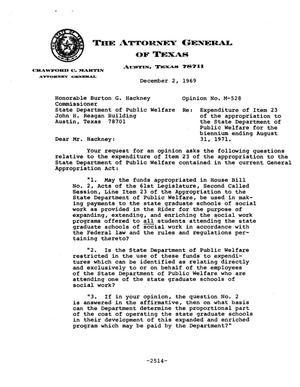 Texas Attorney General Opinion: M-528