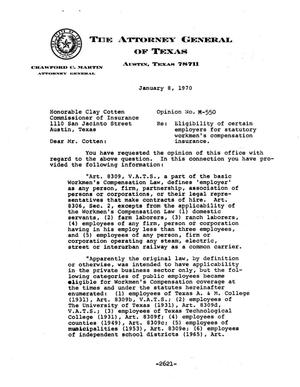 Primary view of object titled 'Texas Attorney General Opinion: M-550'.